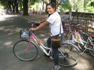 Mirella with her bicycle